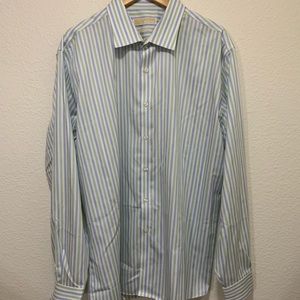 Michael Kors Green and Blue Stripes Dress Shirt Men's 18 1/2 36/37 NWOT